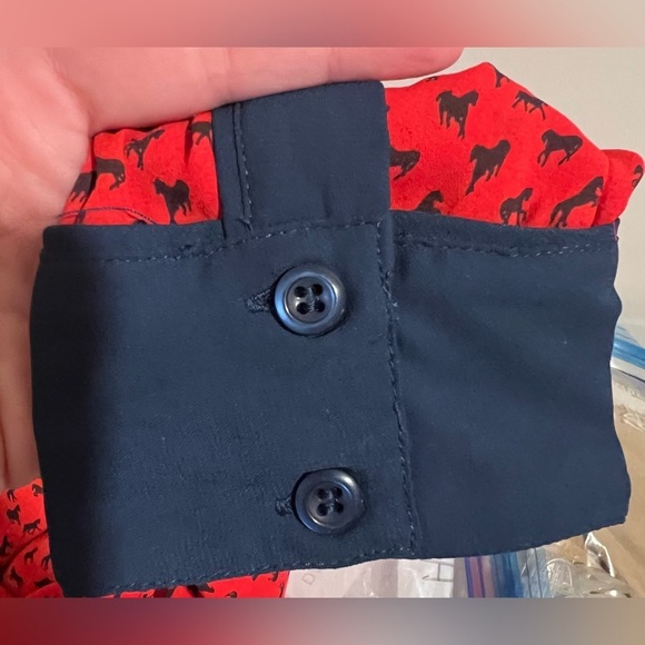 Free People Women's Sz Medium Top Blouse Red Blue Horse Equestrian Theme Boho - Picture 9 of 13